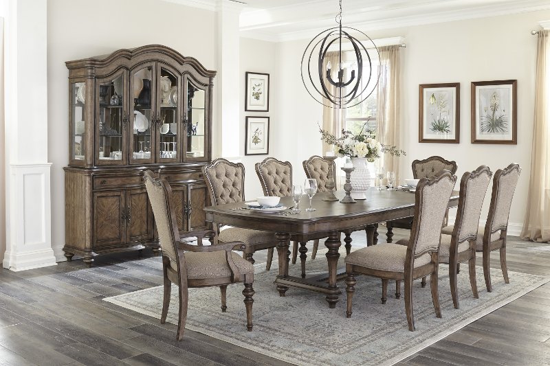 Traditional Brown 7 Piece Dining Set, 7 Piece Dining Table