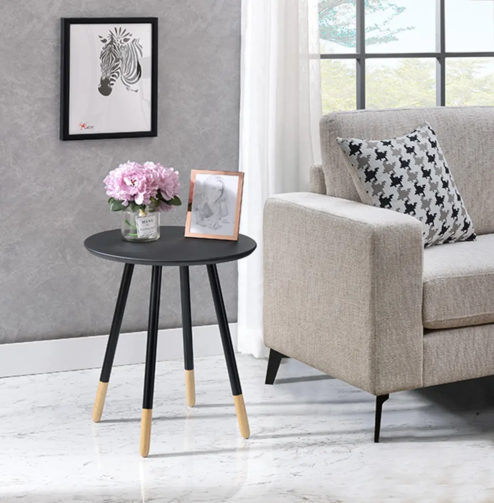 Black Round Modern Chairside Table - Heidi-1