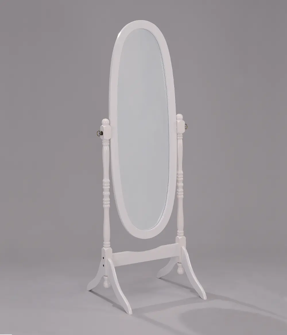 White Traditional Oval Cheval Mirror-1