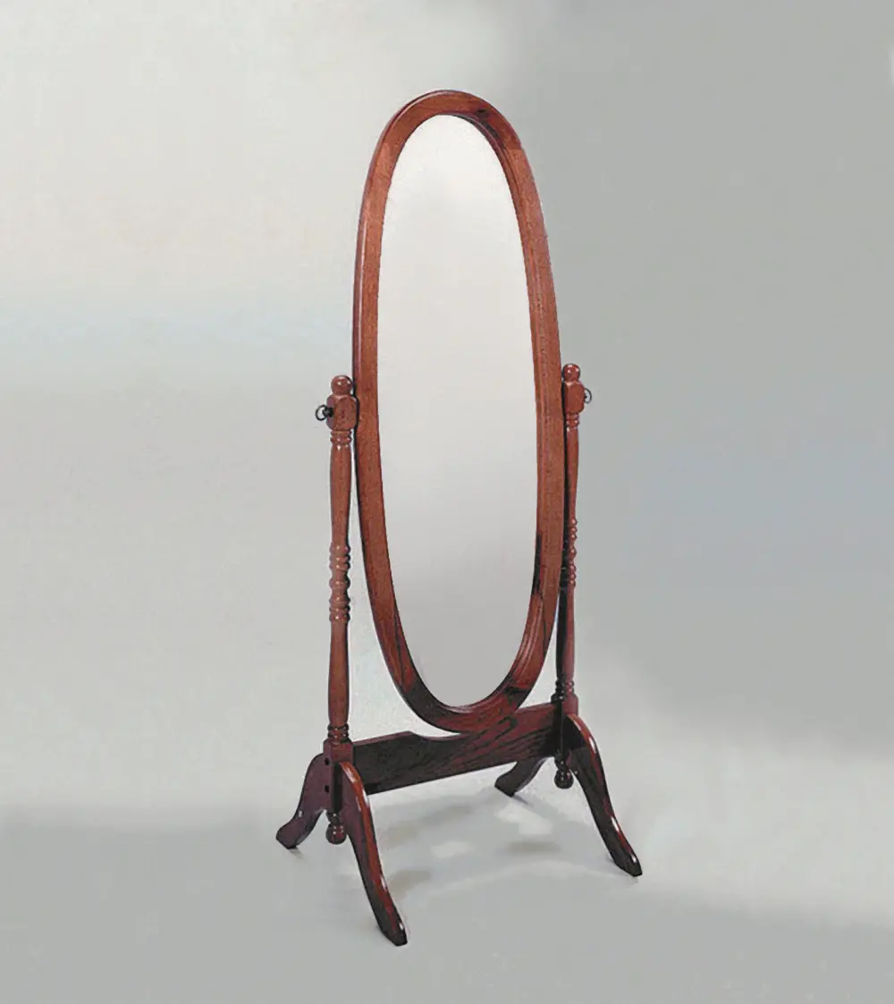 Cherry Traditional Oval Cheval Mirror-1