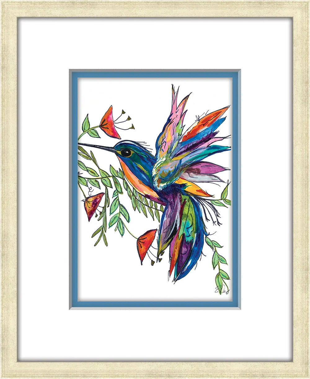 Multi Color Hummingbird Framed Wall Art Under Glass-1