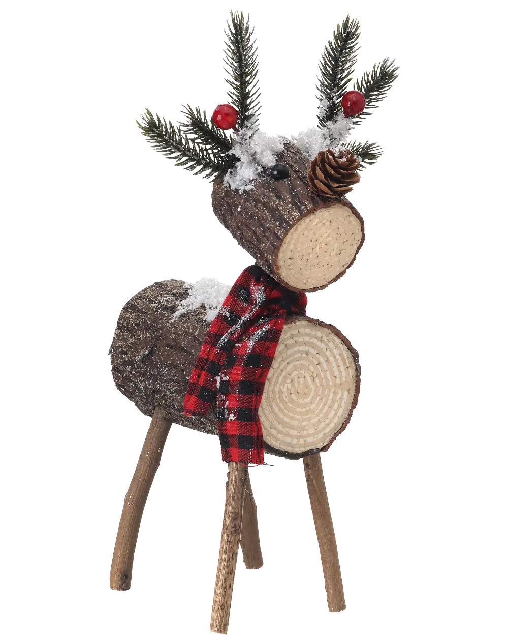 11 Inch Brown Styro Frosted Cut Log Standing Deer-1