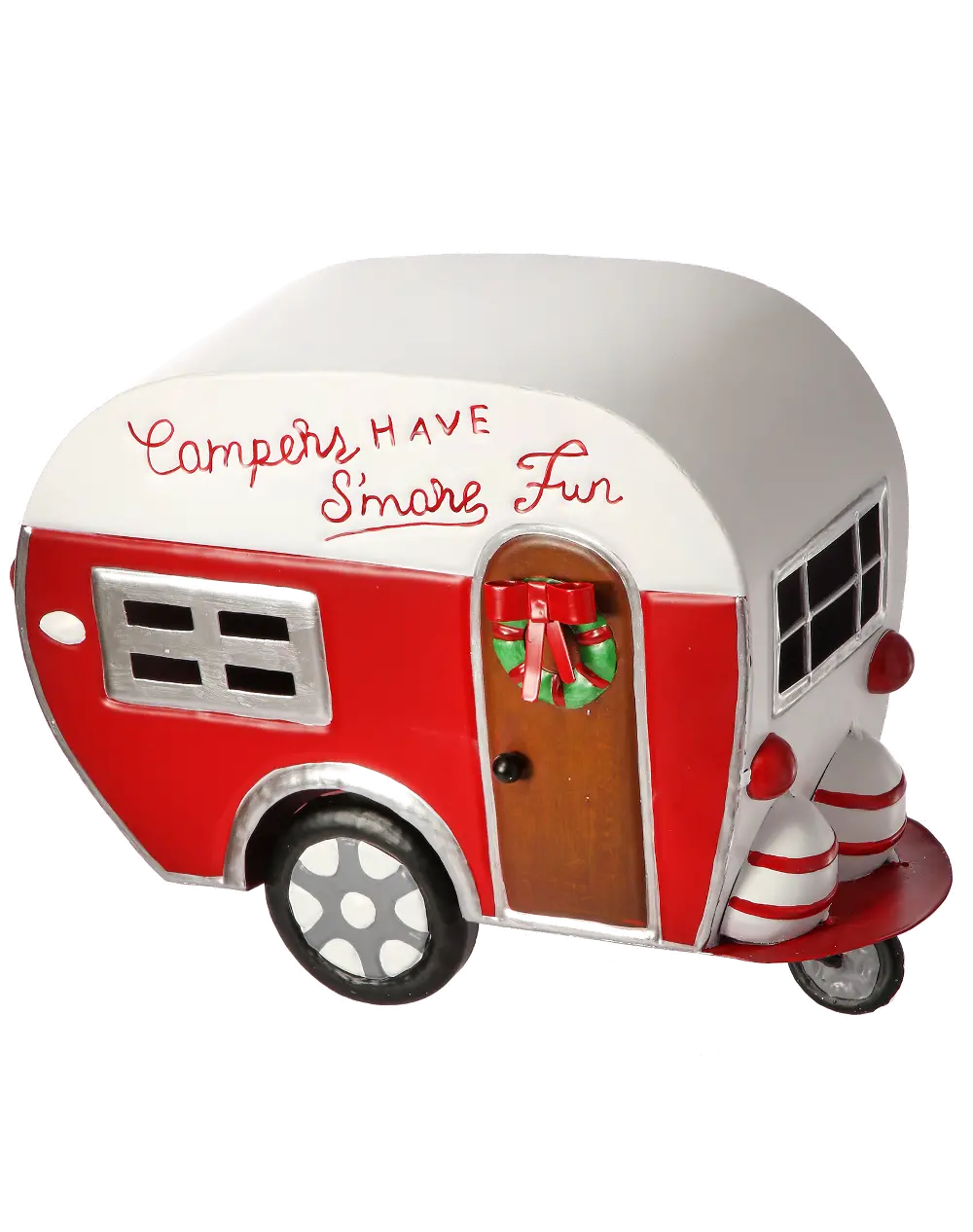 Red and White Metal Camping Trailer-1