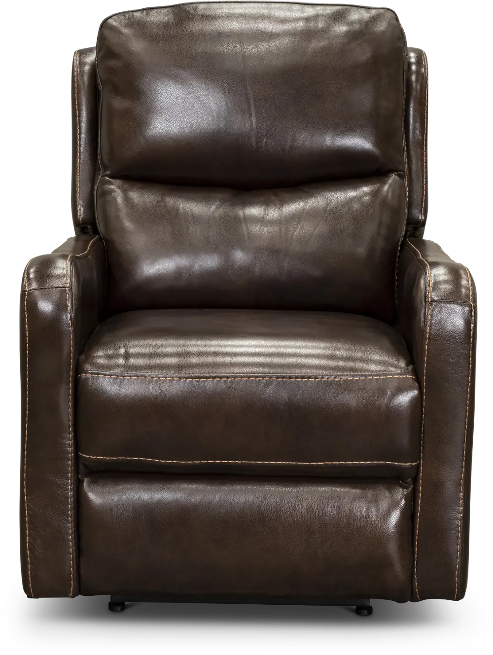 Mahogany Leather-Match Power Recliner with Power Lumbar and Headrest - Chia-1