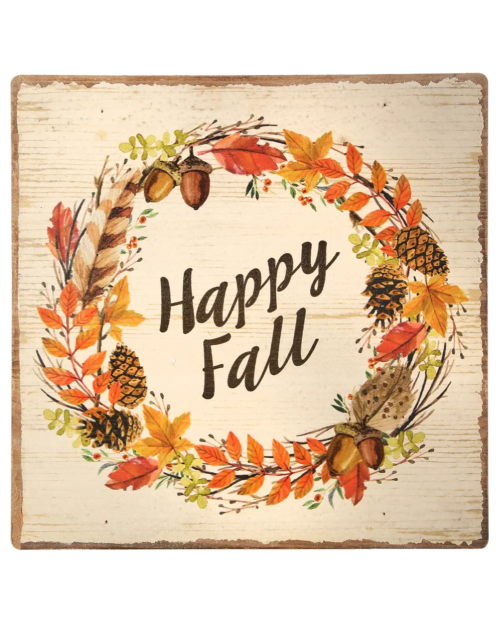 12 Inch Multicolor MDF Happy Fall Painted Sign-1