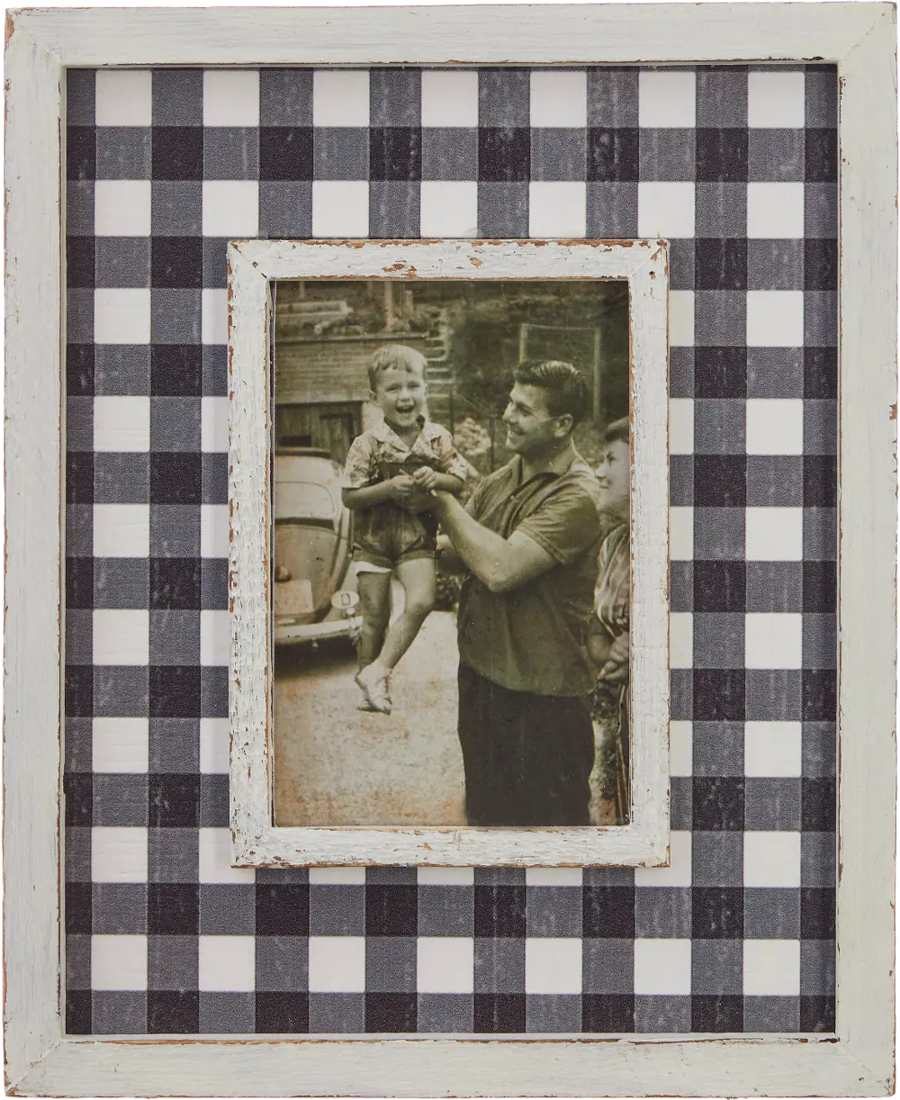 11 Inch White and Black Checkered Picture Frame-1