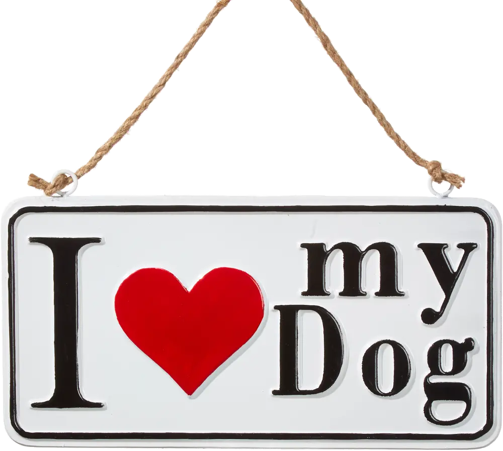 Red, White and Black I Love My Dog Sign Ornament-1
