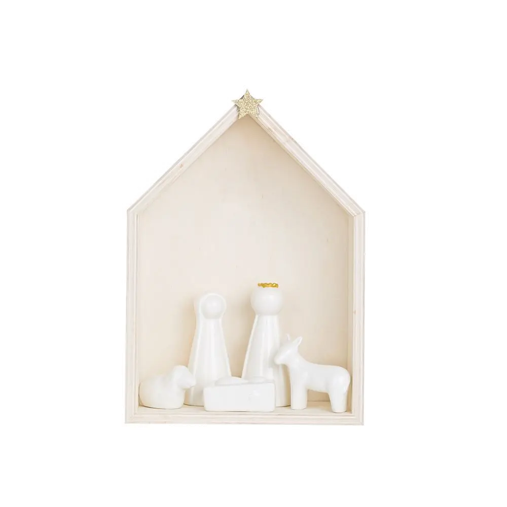 XM4958 Wood and Ceramic Nativity 6 Piece Set-1