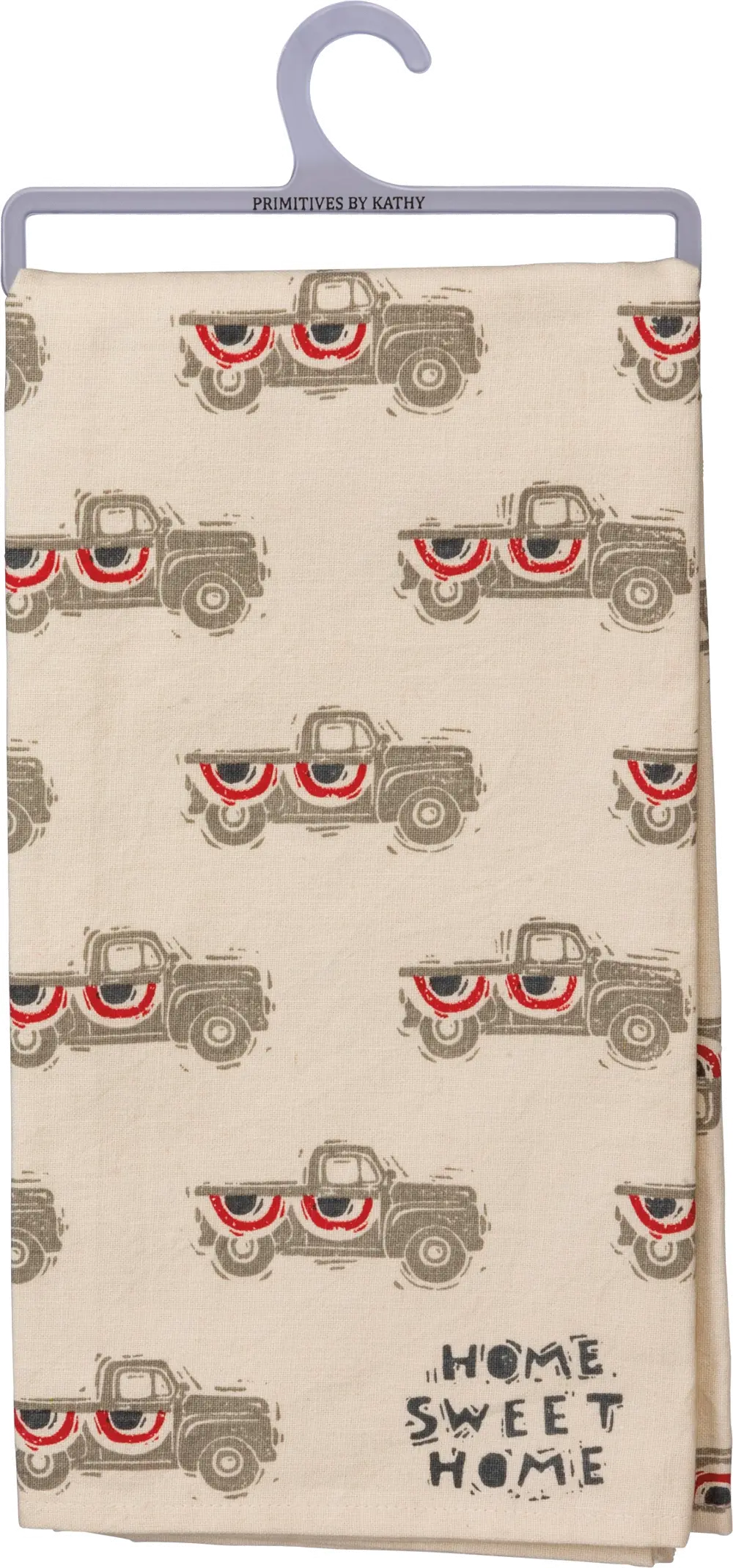 Beige, Red and Blue Truck Home Sweet Home Dish Towel-1