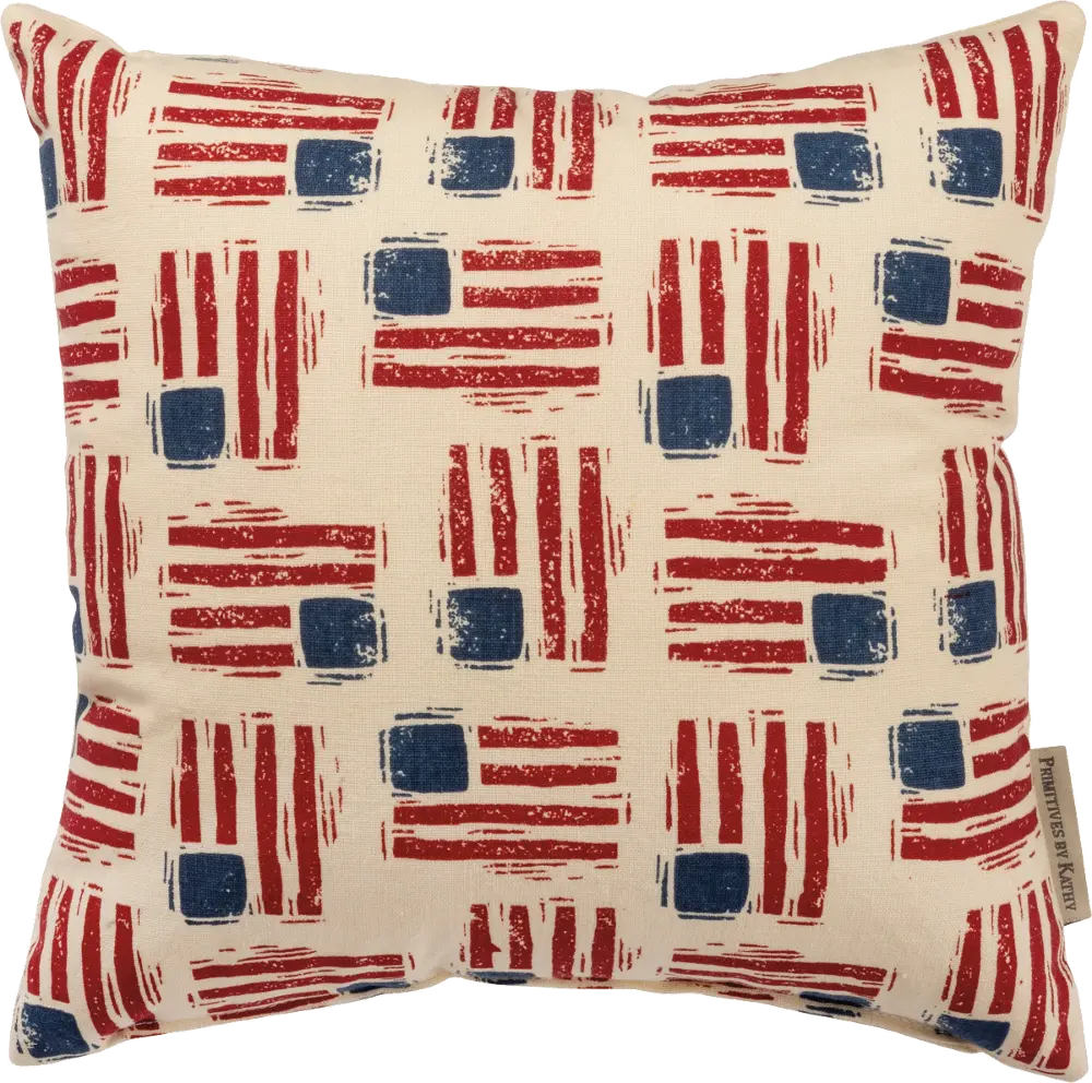 Red, Cream and Blue Flag Throw Pillow-1