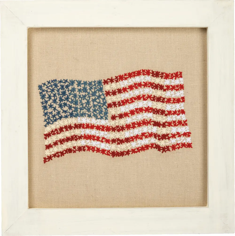 Waving American Flag Stitched Wall Decor-1