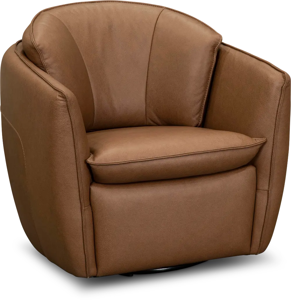 Modern Brown Leather Swivel Chair - Rangers-1