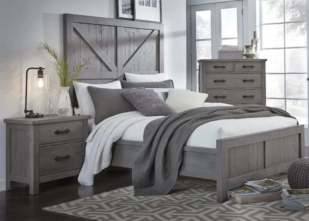 Rustic Contemporary Gray King Bed - Austin-1
