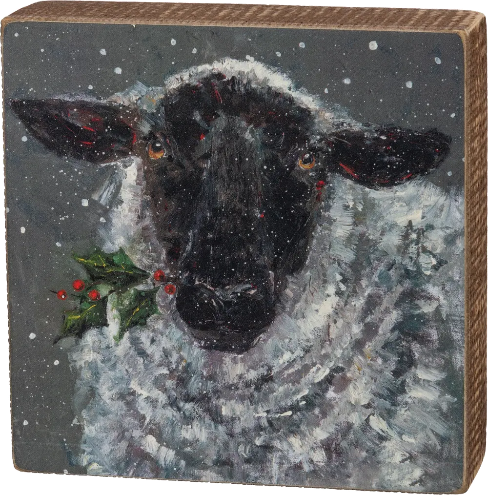 Snowy Sheep Wooden Box Sign-1