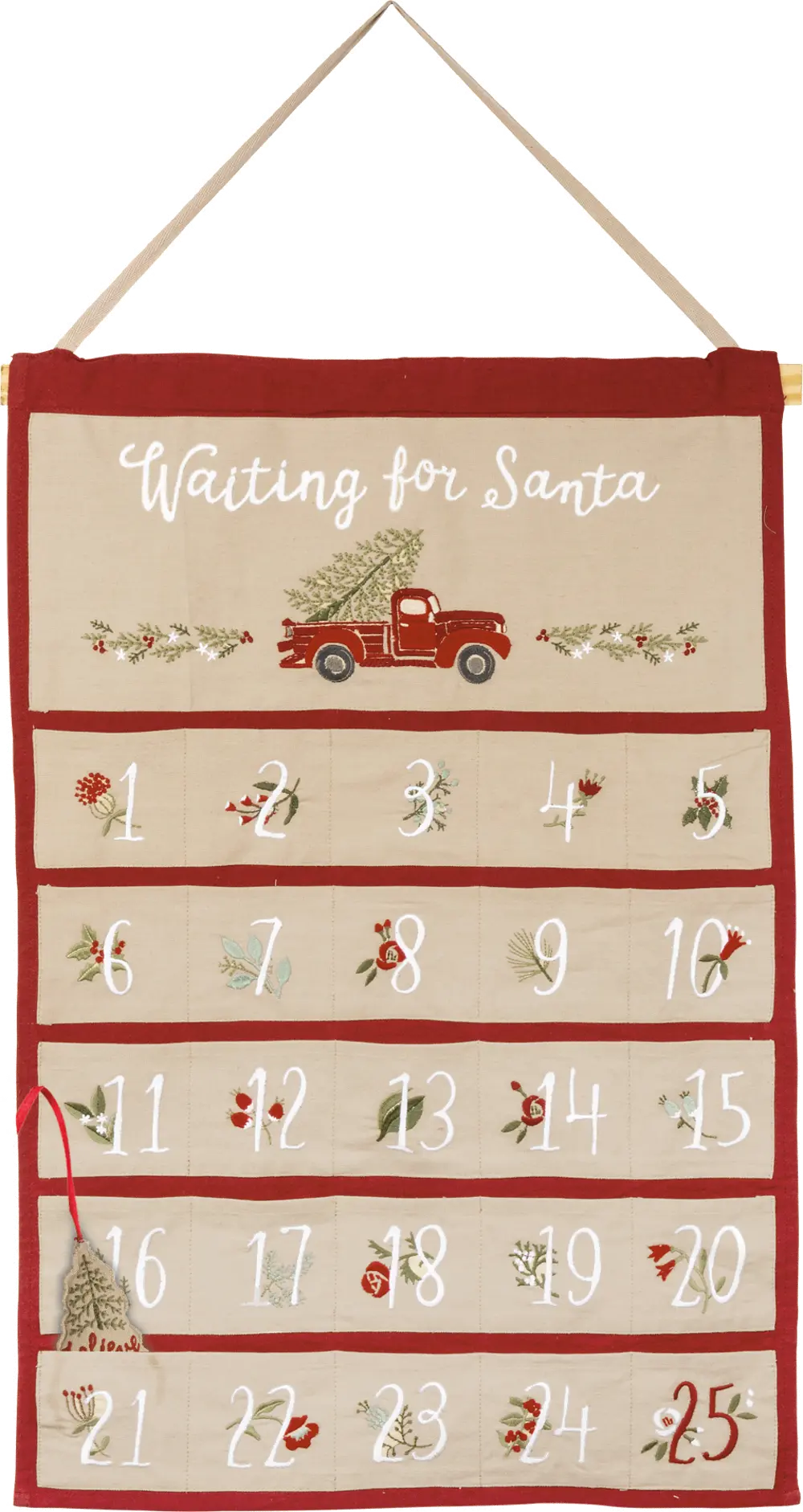 Red and Linen Waiting For Santa Wall Countdown-1