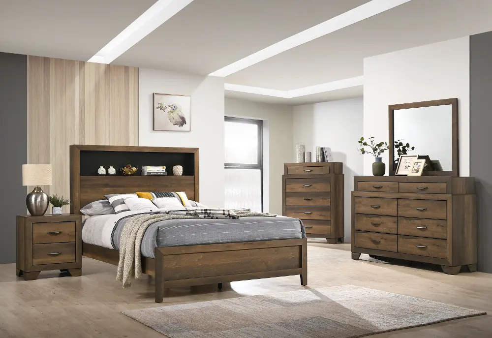 Contemporary Brown 4 Piece Queen Bedroom Set - Krandall-1