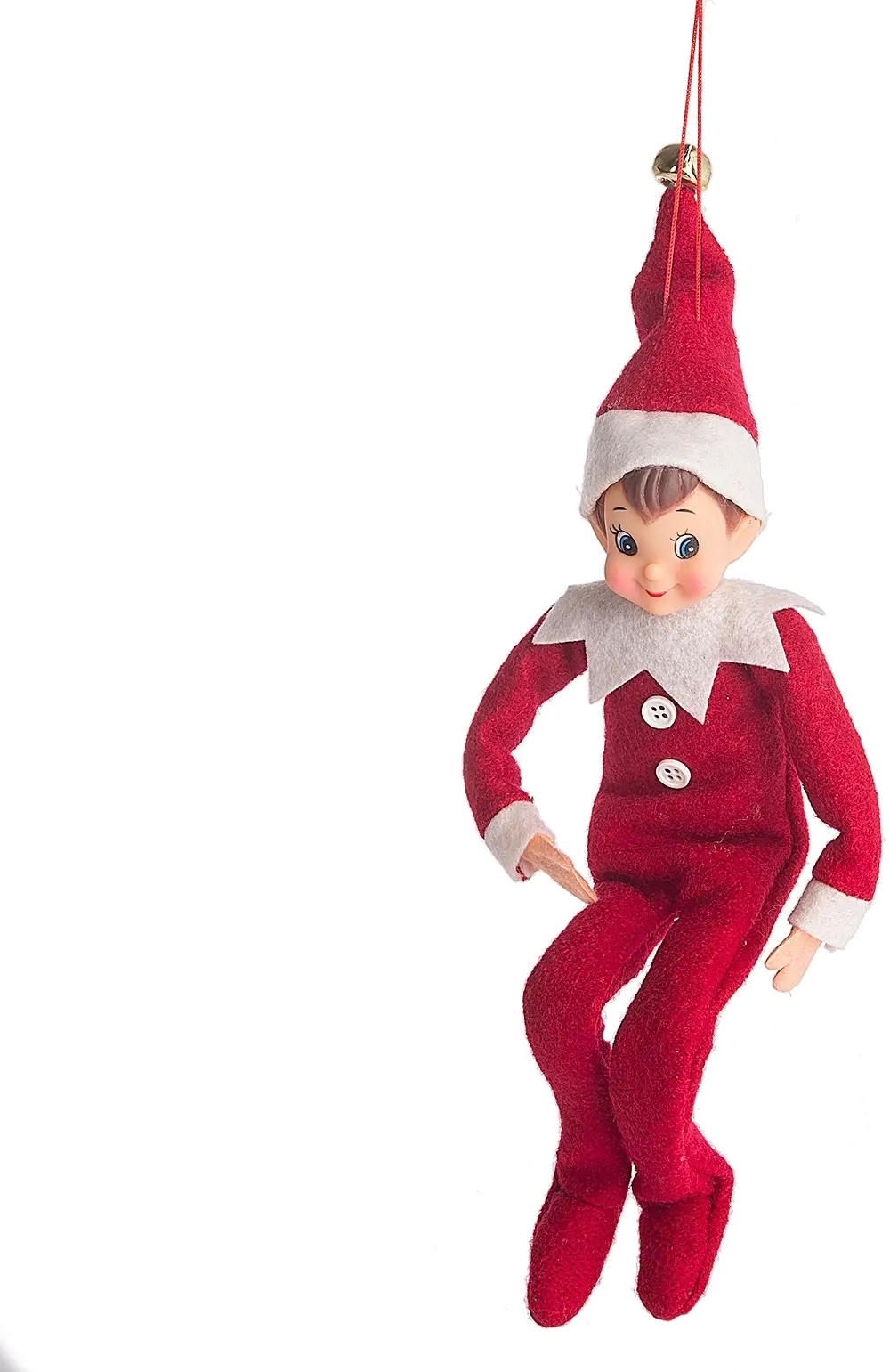 Red Boy Elf Ornament in Red and White Fleece-1