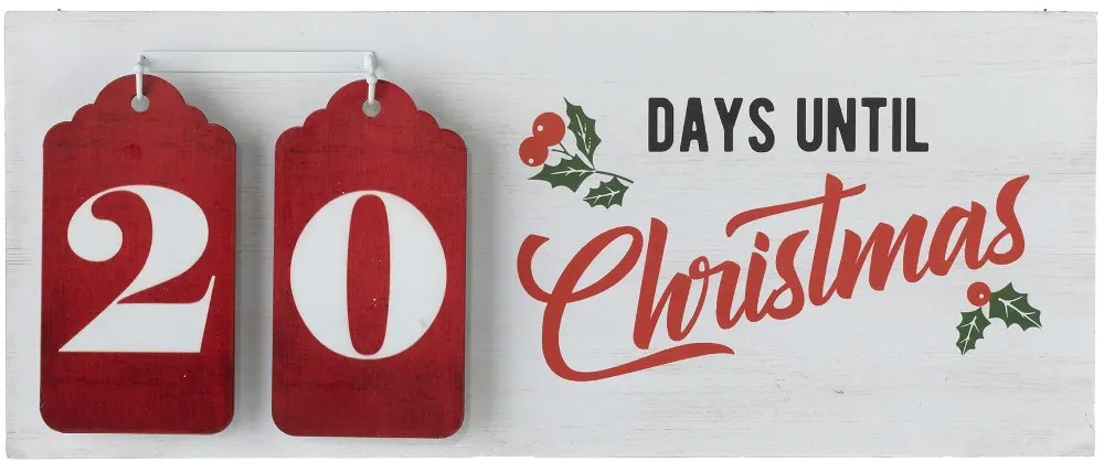 White and Red MDF Countdown to Christmas Wall Decor with Tag-1
