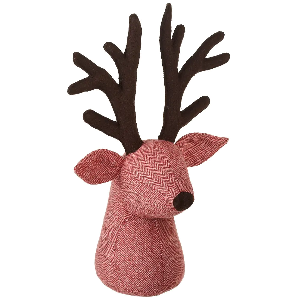 Red and Brown Wool Holiday Stag Door Stop-1