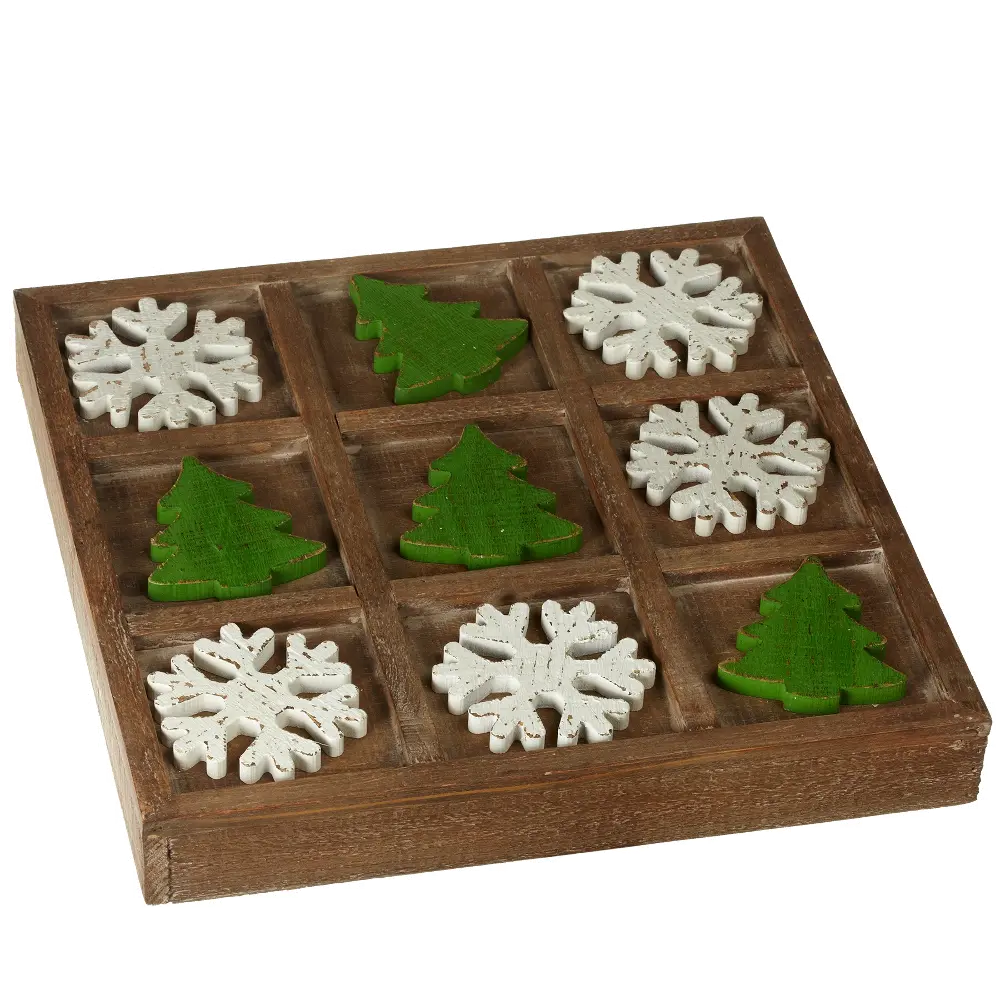 Green and White Tabletop MDF Holiday Tic Tac Toe-1