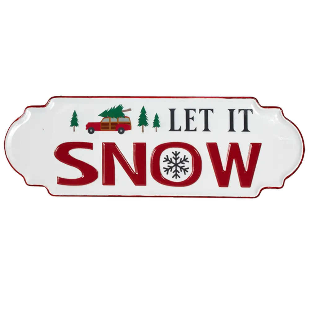 Red and White Let It Snow Iron Wall Decor-1