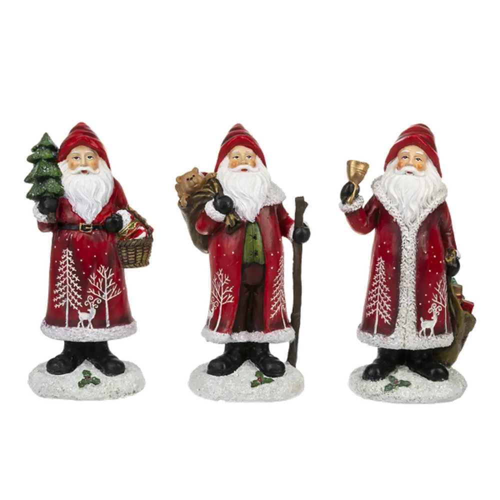 Assorted Traditional Multi Color Resin Santa Figurine-1