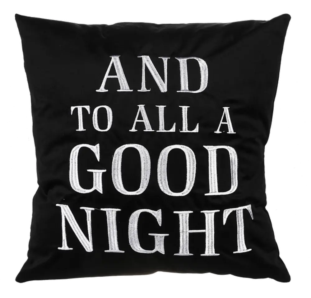 16 Inch Black To All A Good Night Holiday Throw Pillow-1