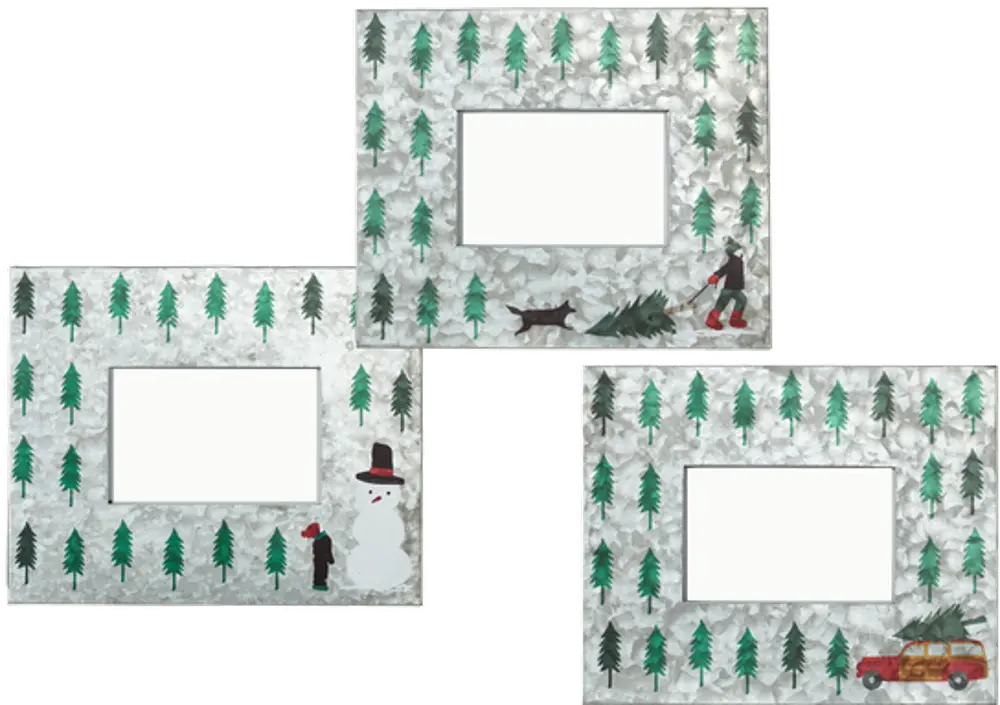 Assorted Galvanized Metal and Green Tree Picture Frame-1
