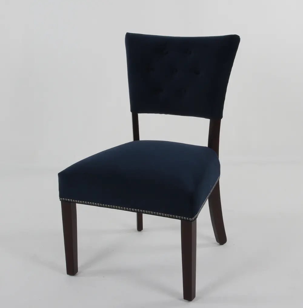 Ink Blue Velvet Upholstered Dining Room Chair - Parsons-1