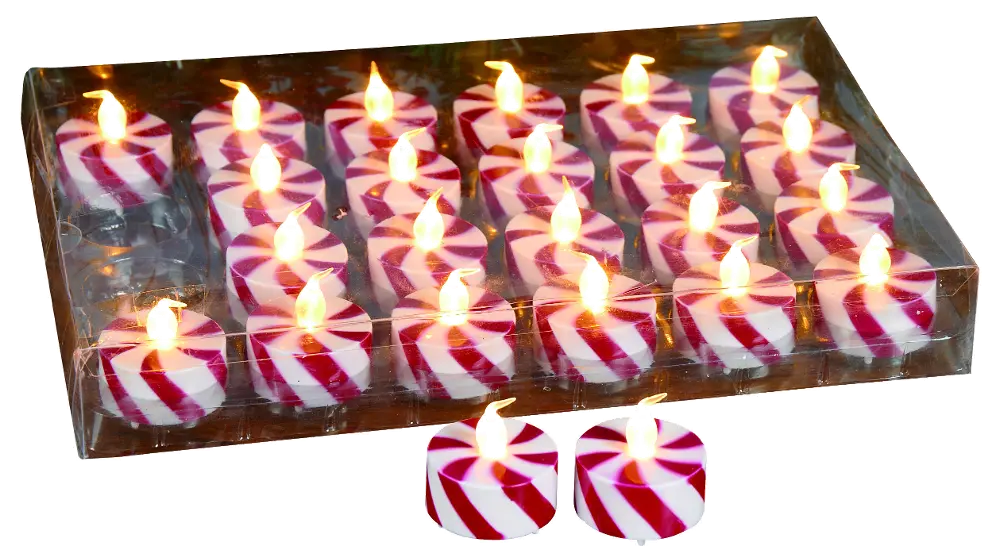 Set of 24 Mini Red and White LED Candles-1