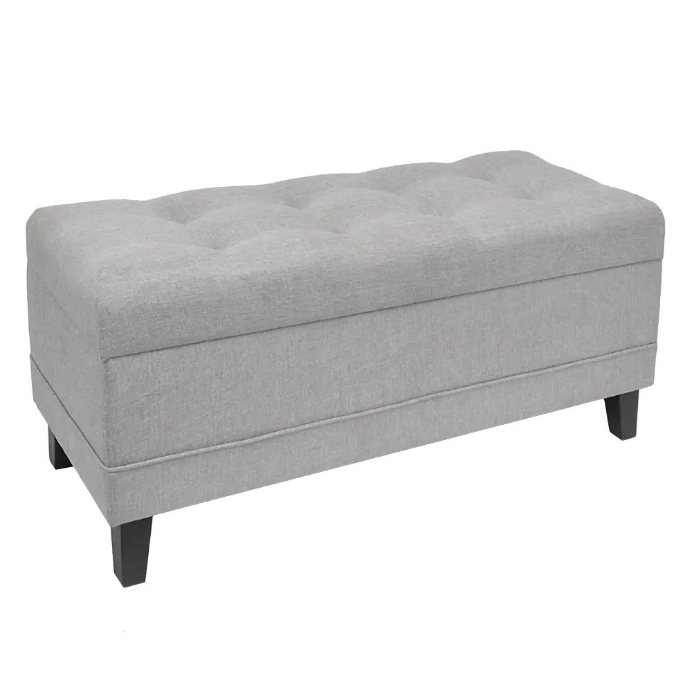Gray Tufted Bench with Wooden Legs - Colin-1