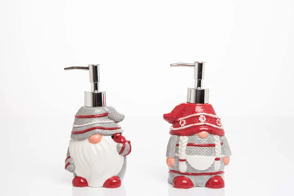 Assorted Gray and Red Mr or Mrs Gnome Soap Dispenser-1