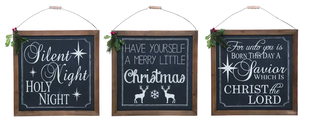 Assorted MDF Christmas Wall Art with Greenery-1