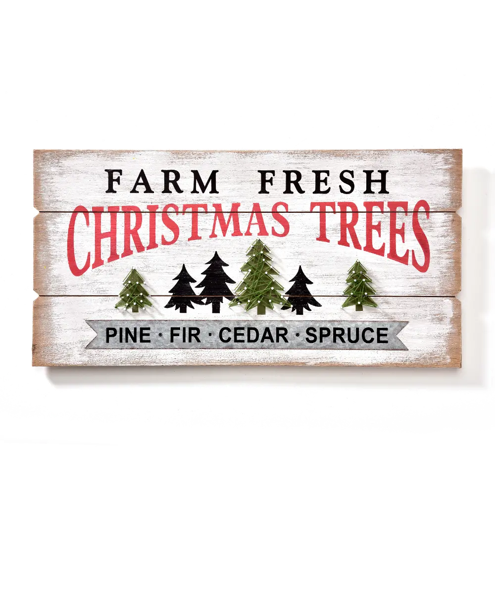 Wooden Multi Color Farm Fresh Christmas Trees Sign-1