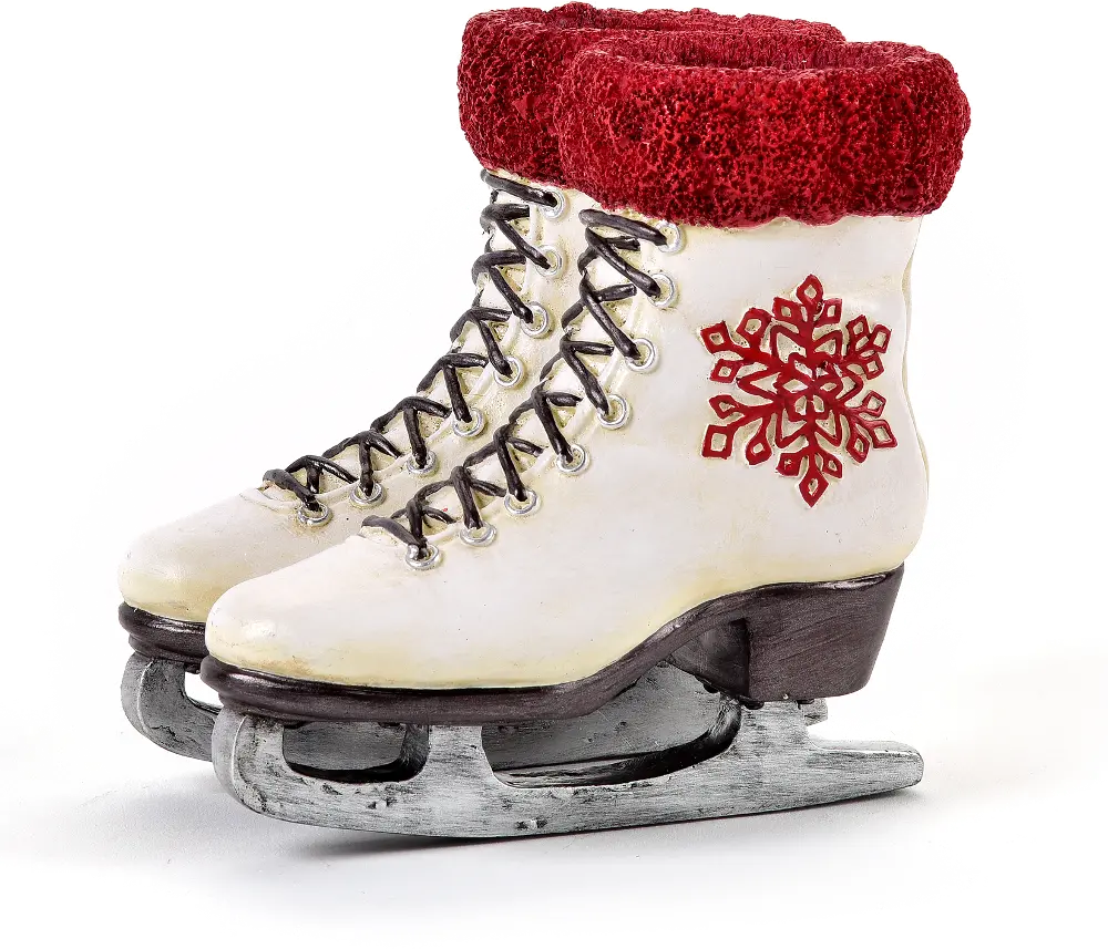 White and Red Ice Skate Resin Planter-1