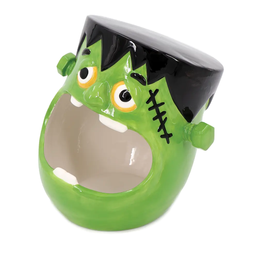 Green Ceramic Monster Candy Bowl with Wide Open Mouth-1