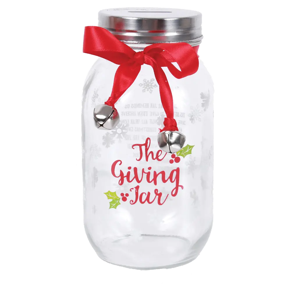 Glass Season of Giving Jar with Ribbon and Bell Accent-1