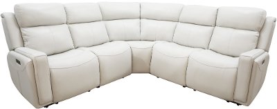 Ice White Leather Match Power Reclining, Stratus Leather Power Reclining Sofa With Headrests