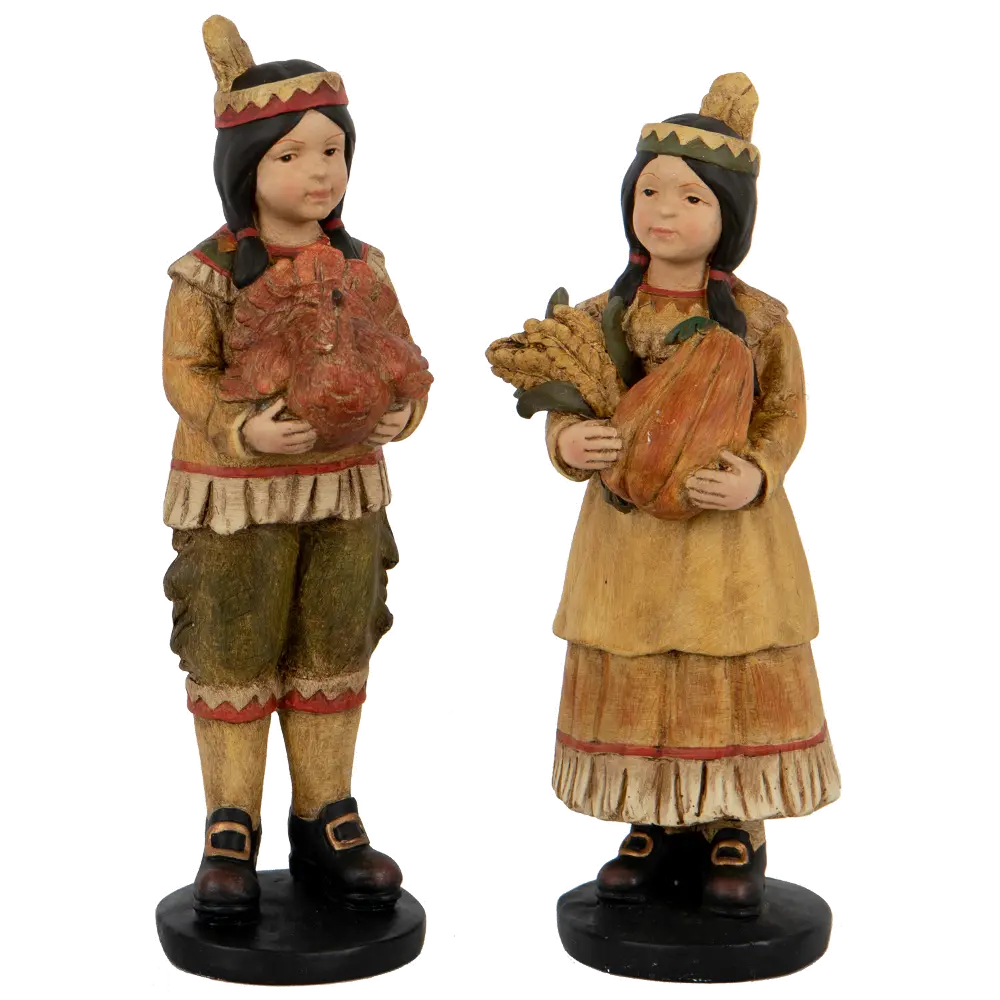 Assorted Multi Color Resin Harvest Native American Figurine-1