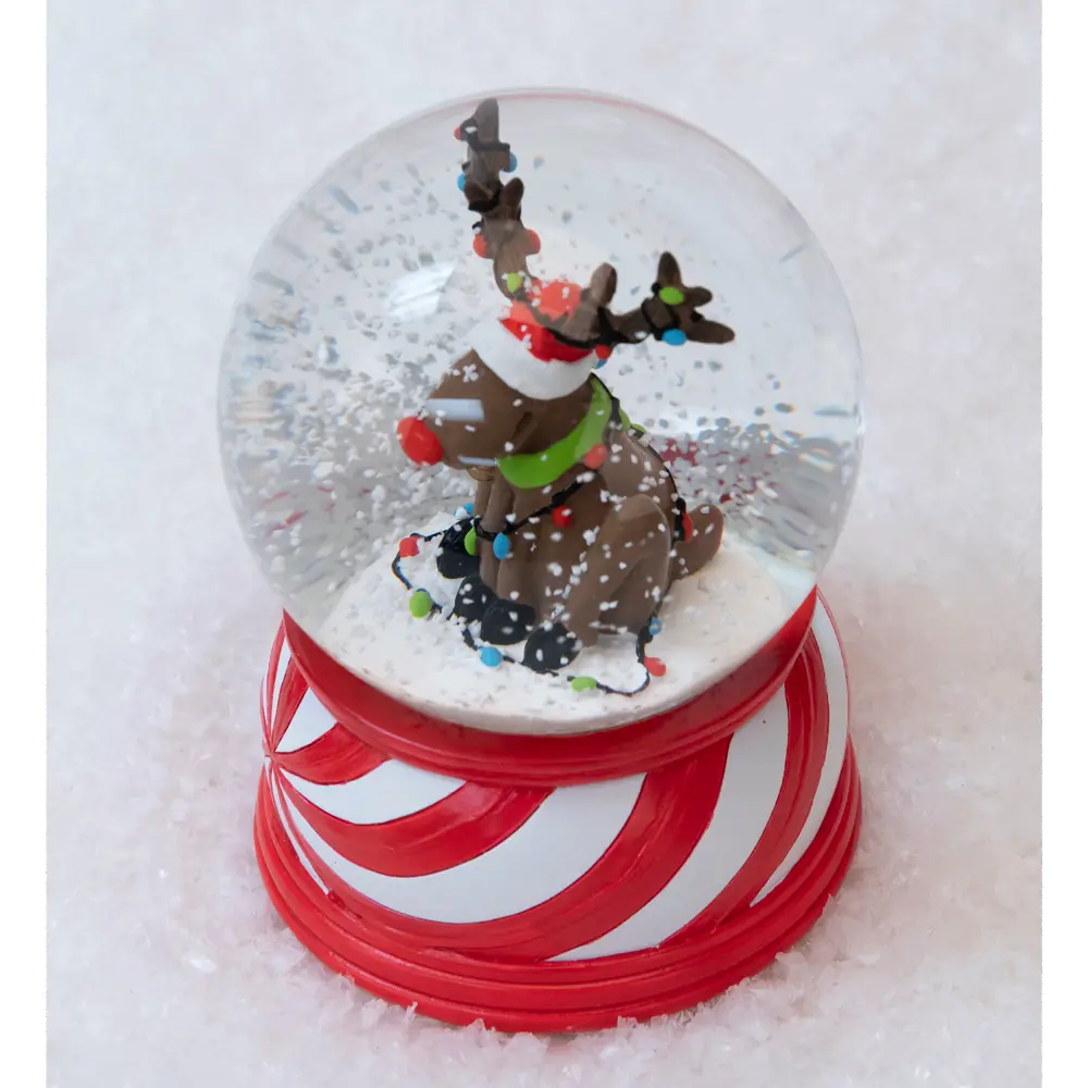 Multi Color Musical Reindeer Snow Globe-1