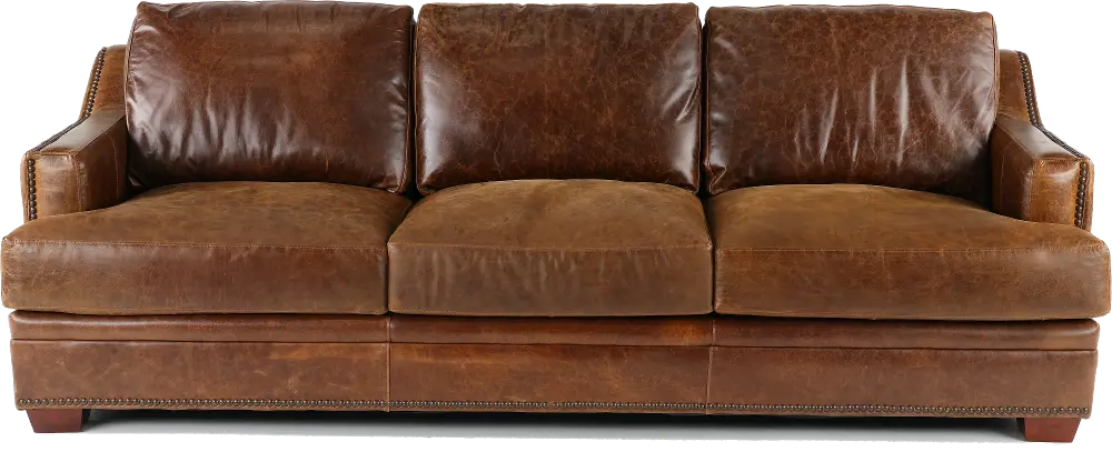 Antique Brown Leather Sofa-1