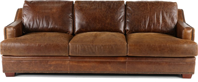 Classic Contemporary Brown Leather Sofa, Classic Leather Sofa