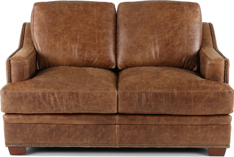 Classic Contemporary Brown Leather, Antique Look Leather Sofa