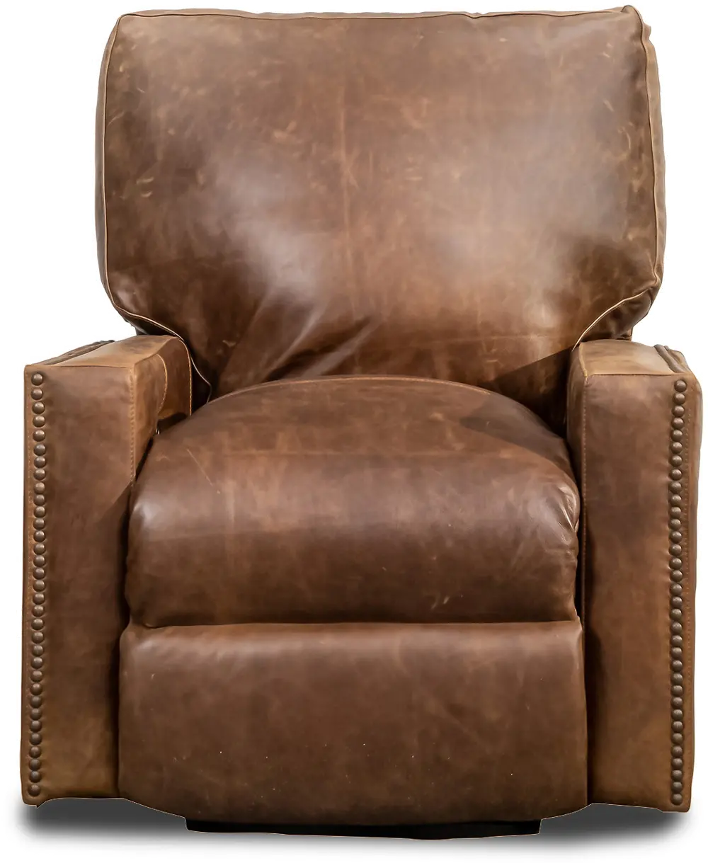 Antique Brown Leather Power Recliner-1