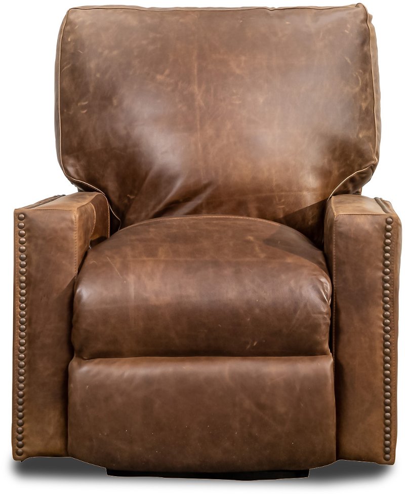 Antique Brown Leather Power Recliner