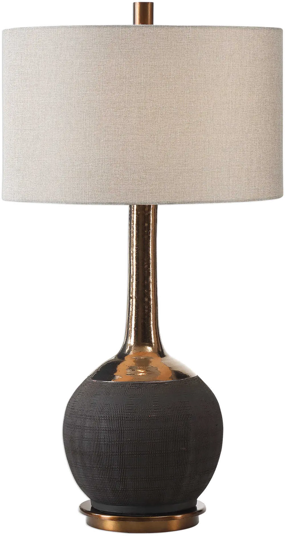 Matte Black Ceramic Table Lamp with Metallic Gold Bronze Neck-1