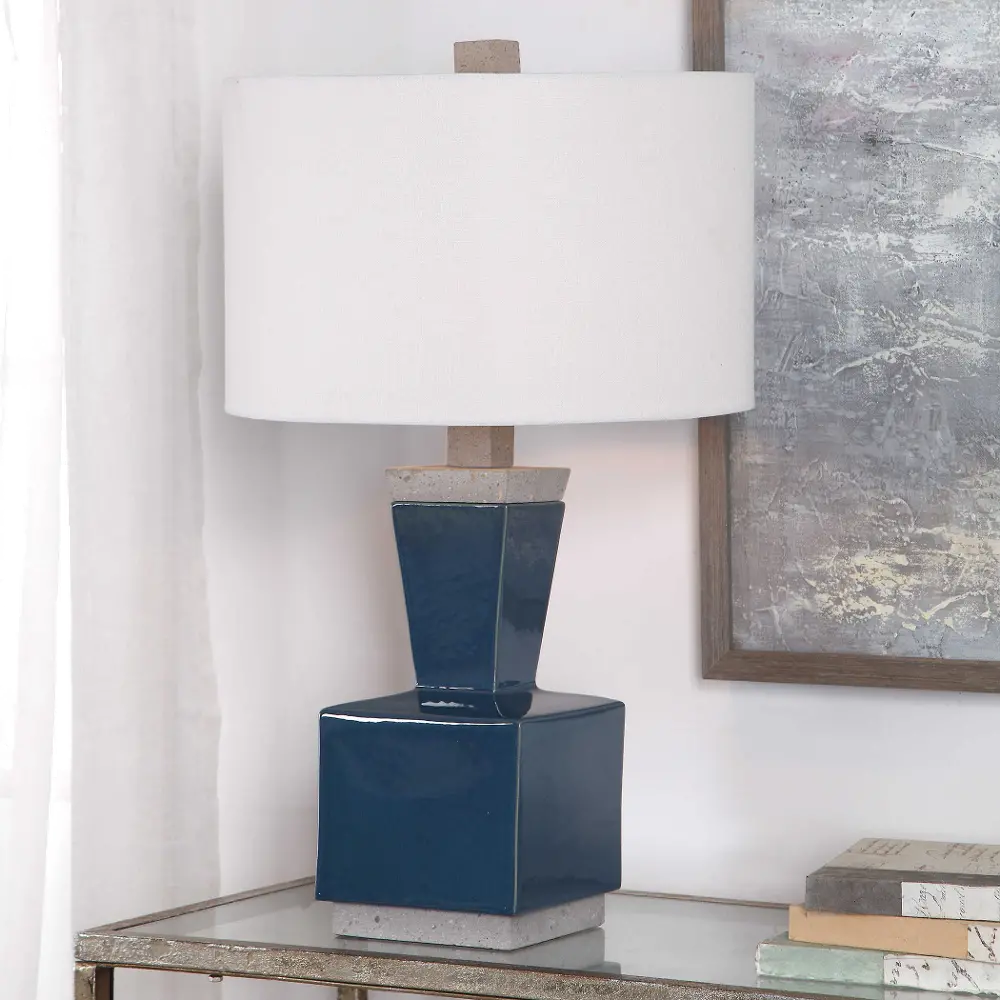 Deep Blue Glaze Modern Industrial Table Lamp-1