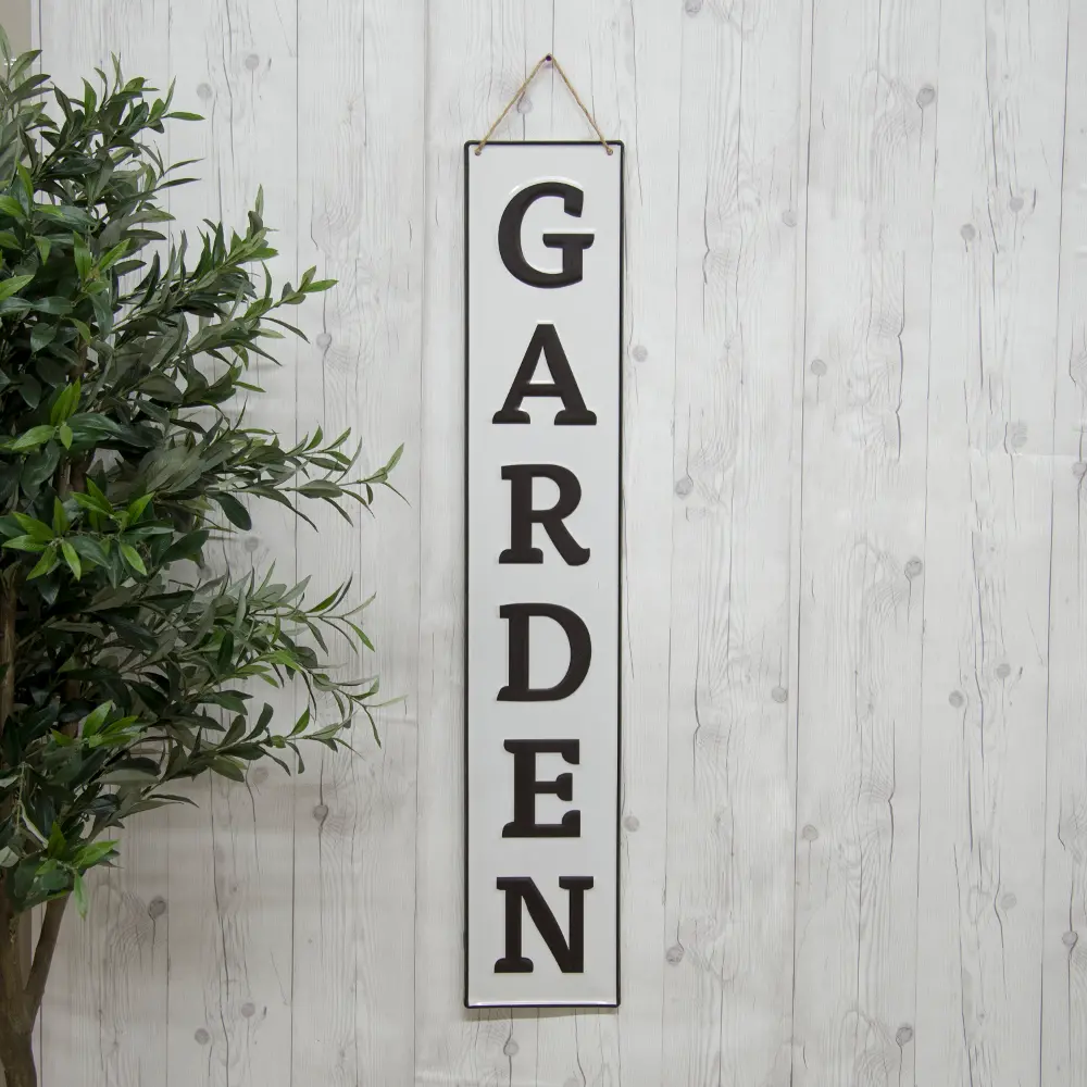 White and Black Garden Metal Word Wall Art-1