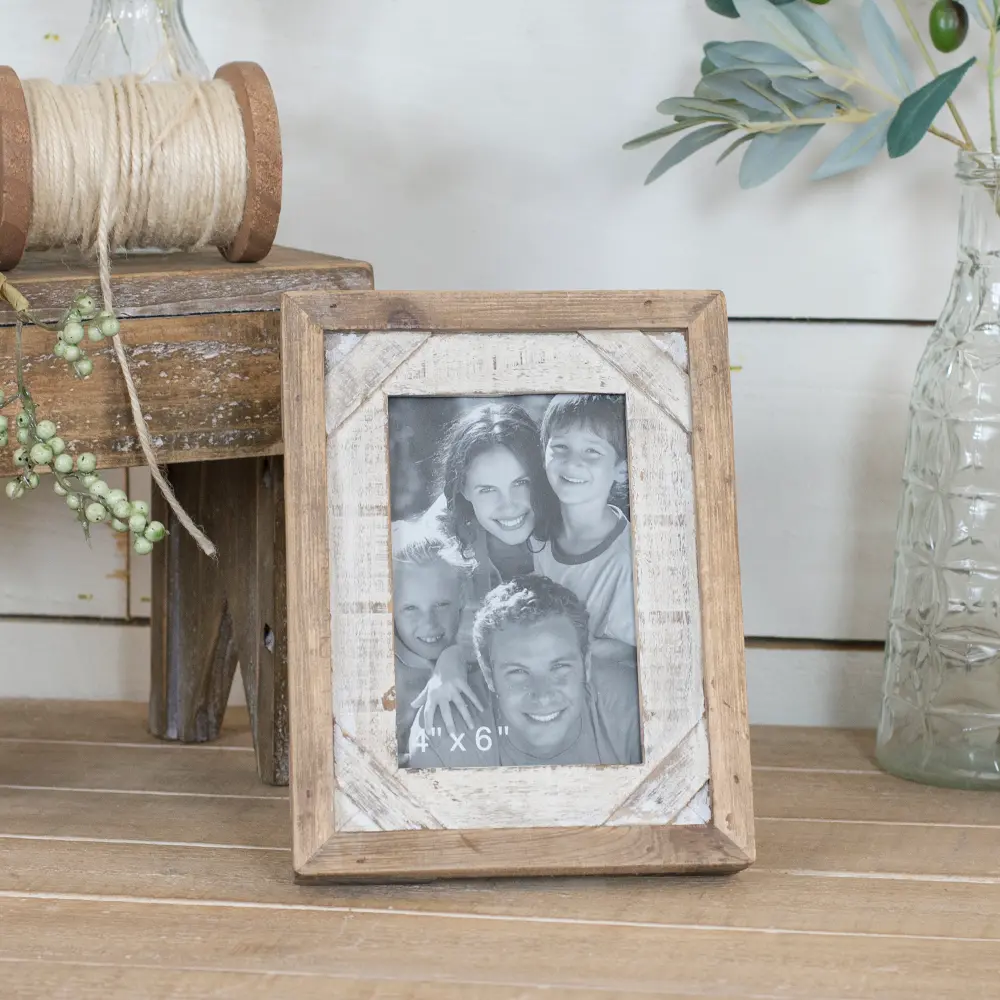Distressed Brown and Antique White Picture Frame-1