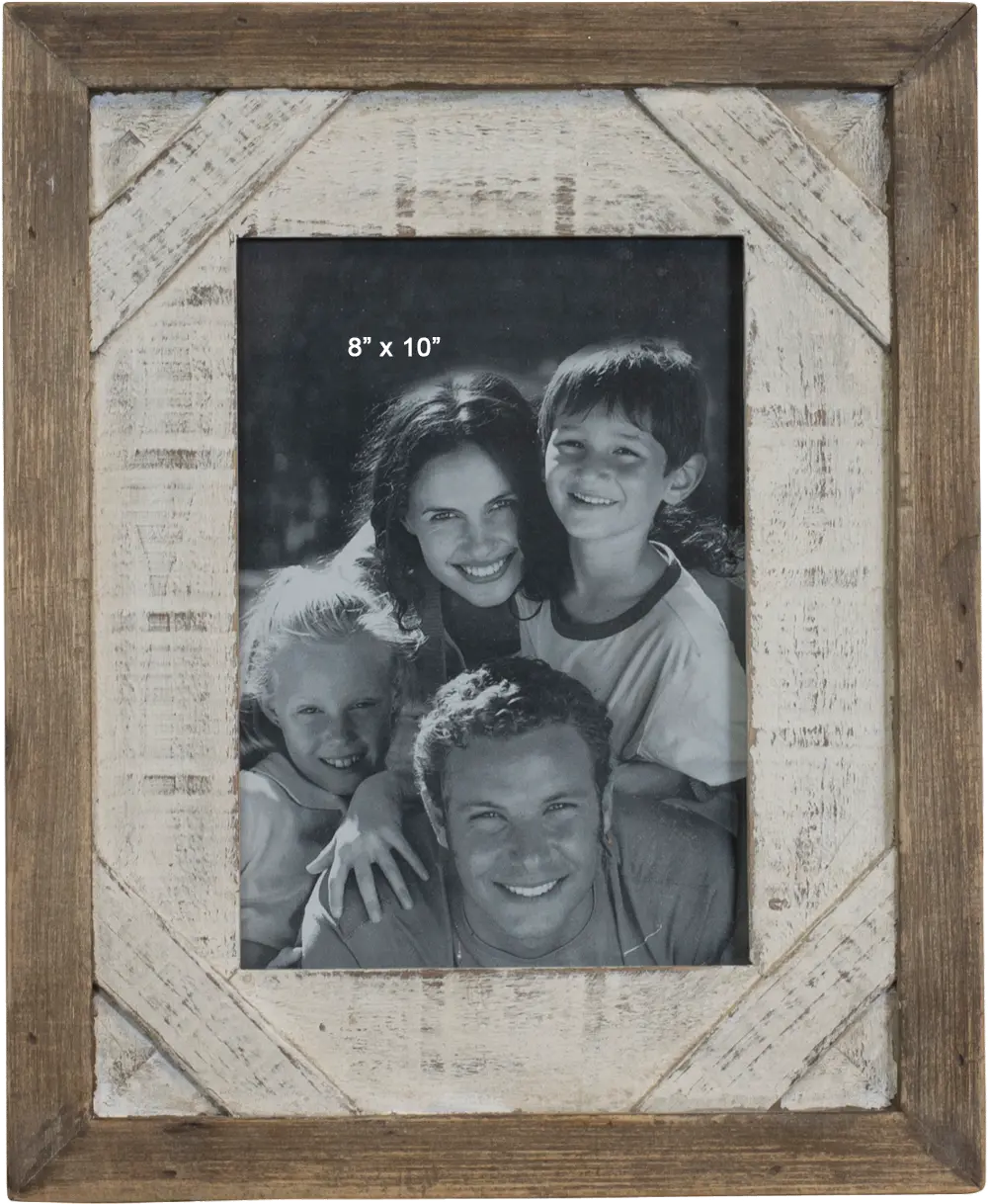 Distressed Wood Picture Frame with White Border-1